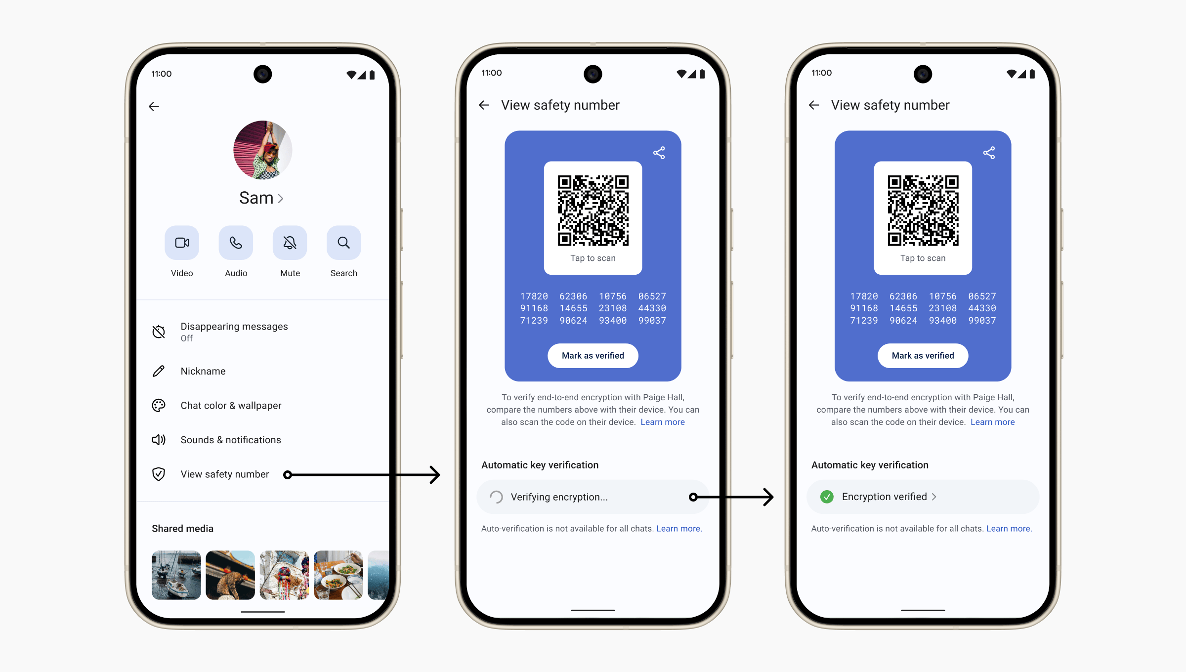 Signal App 中自動金鑰驗證的介面
