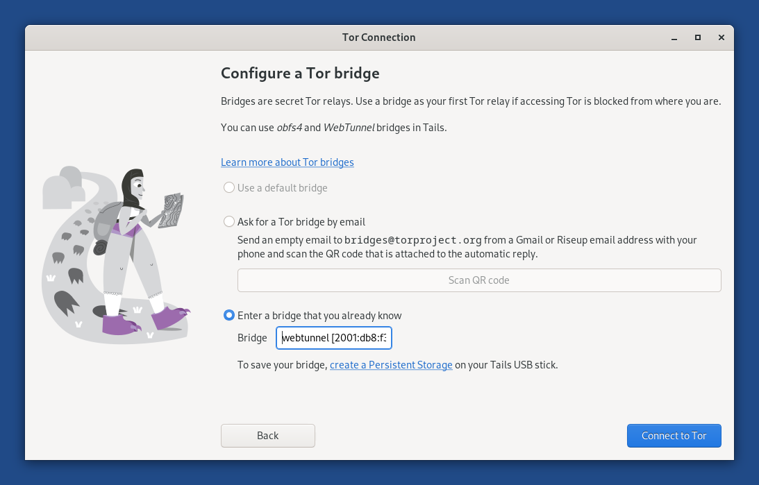 Tails 6.18 Tor 連結設定畫面